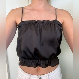 Free People Black Elastic Crop Top